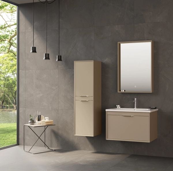 Orka Clay 80 cm Sahra Tek Çekmeceli Banyo Dolabı