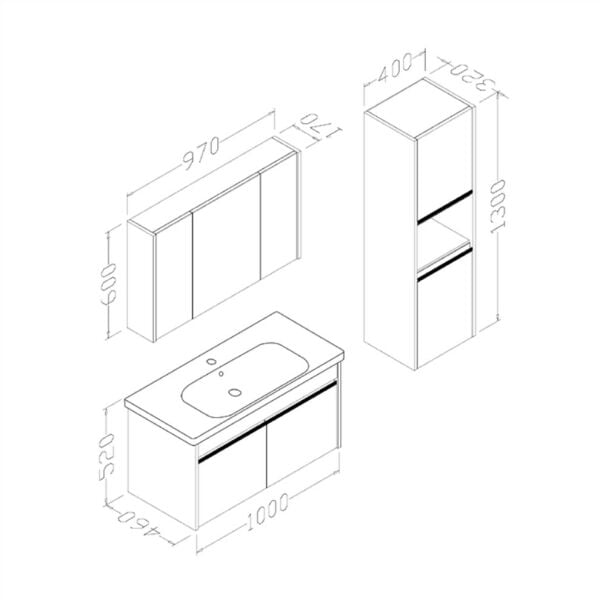 Aquanil Begonya 100 cm Beyaz Banyo Dolabı