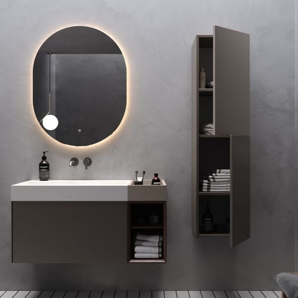 Smart Verona 105 cm Mat Çimento Gri Banyo Dolabı