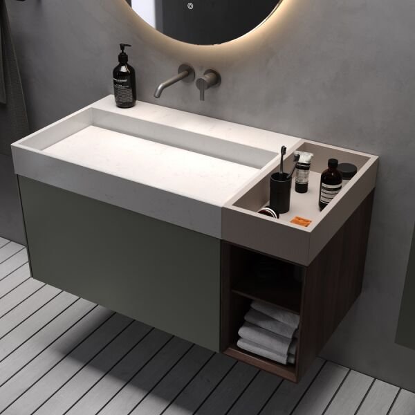 Smart Verona 105 cm Mat Çimento Gri Banyo Dolabı