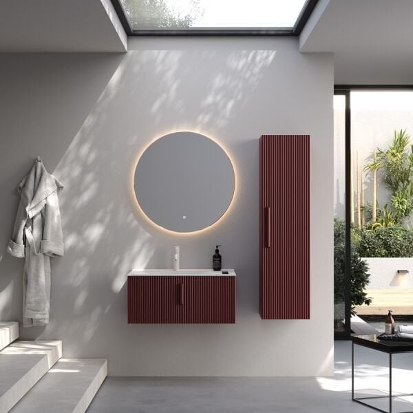 Smart Bari 80 cm Mat Vişne Banyo Dolabı