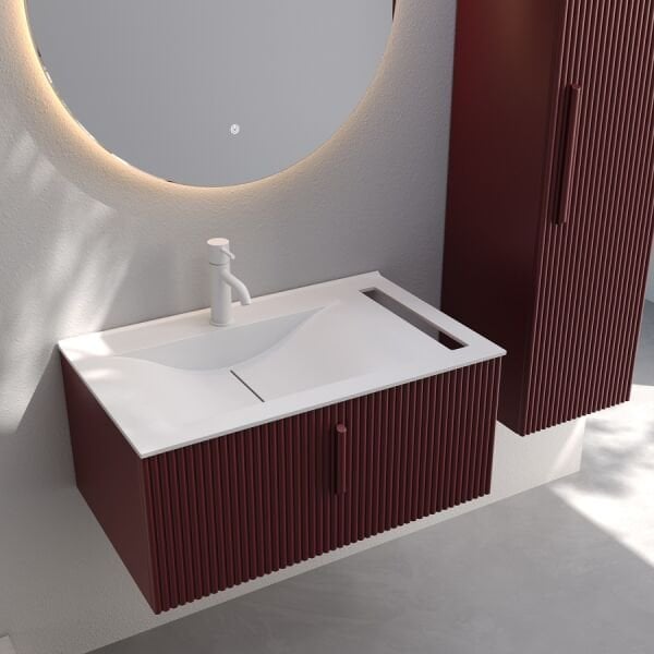 Smart Bari 80 cm Mat Vişne Banyo Dolabı