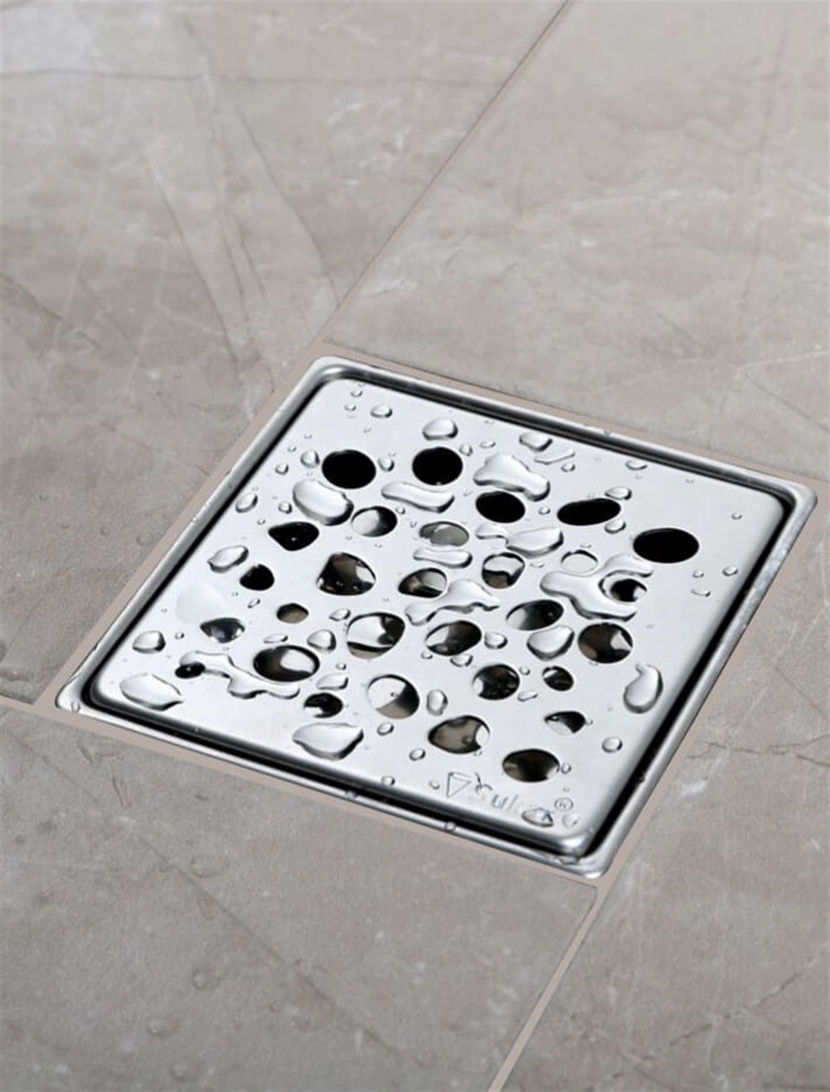 Sukar Line 9 10x10 cm Çakıl Izgaralı Krom Yer Süzgeci