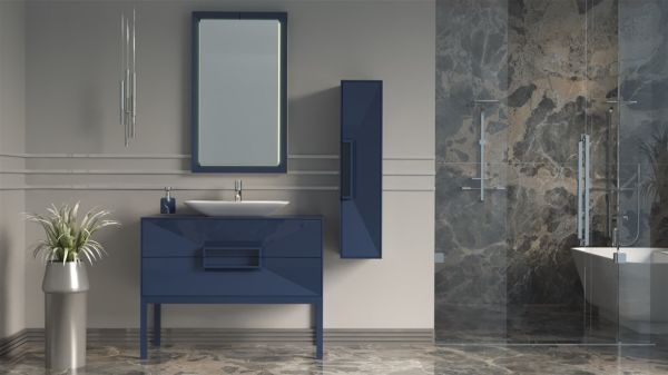 Aquanil Omente 100 cm Lacivert Banyo Dolabı