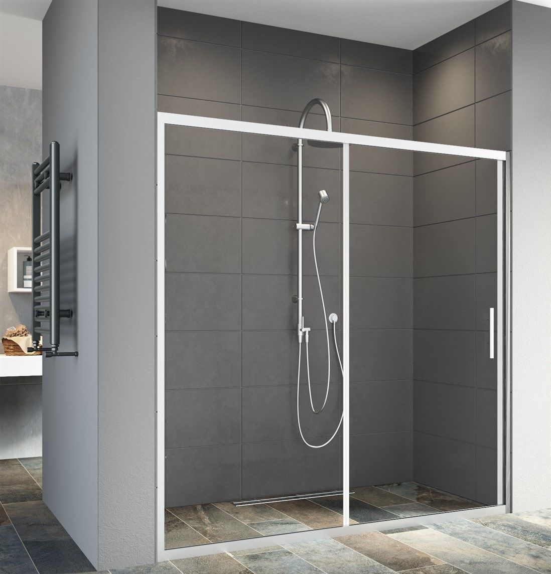 Aquanil Entre 150 cm İki Duvar Arası Krom Duşakabin 110