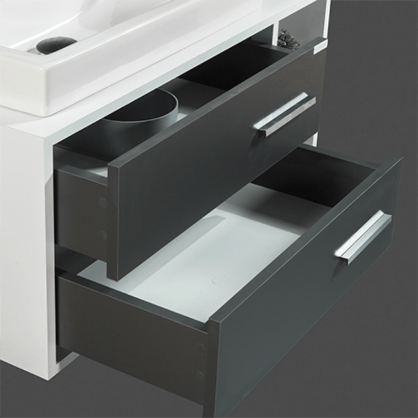 Bagnora Alize 85 cm Beyaz Antrasit Banyo Dolabı