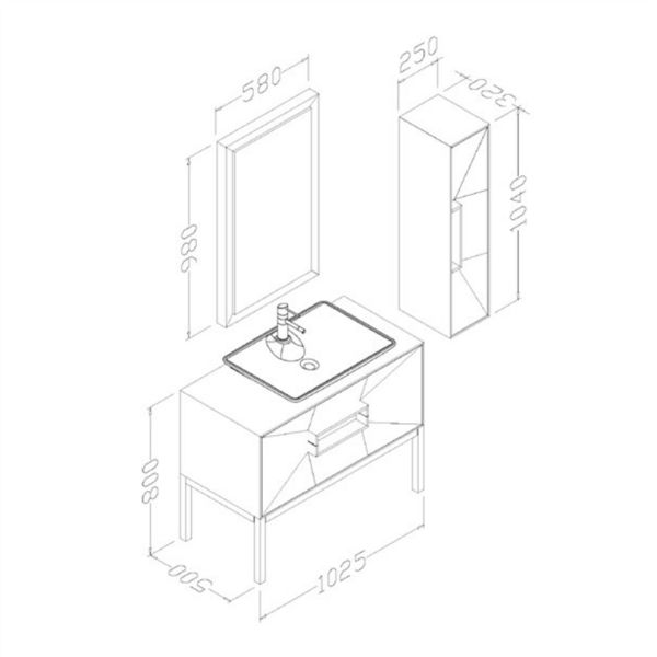 Aquanil Omente 100 cm Beyaz Banyo Dolabı