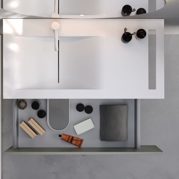 Smart Bari 100 cm Mat Çimento Gri Banyo Dolabı