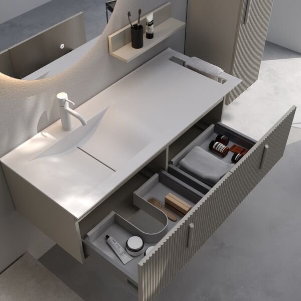 Smart Bari 120 cm Mat İpek Gri Banyo Dolabı