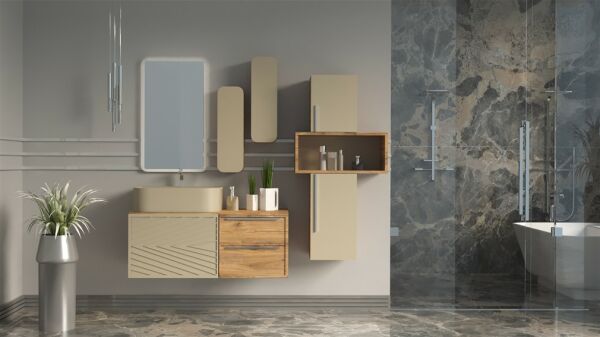 Aquanil  Arron 100 cm Sütlü Kahve-Dorado Banyo Dolabı