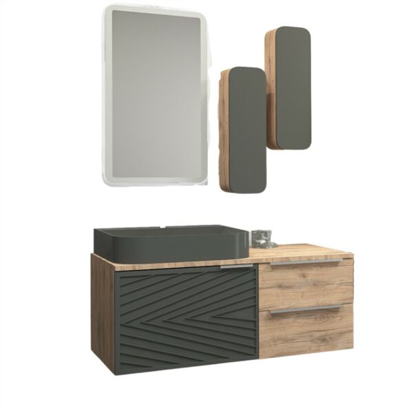 Aquanil  Arron 100 cm Antrasit-Dorado Banyo Dolabı