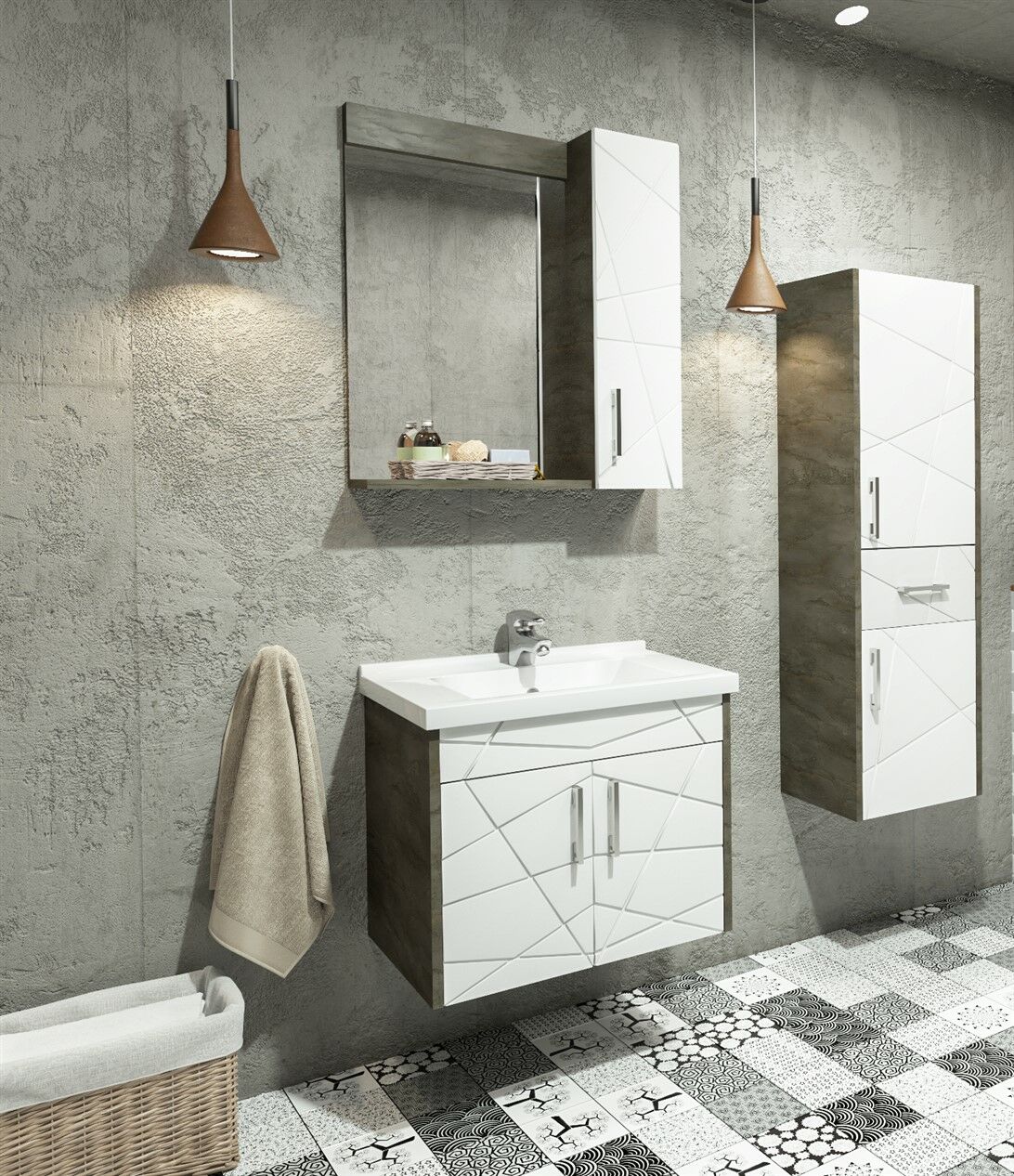 Aquanil Victoria 65 cm Beyaz-İrony Banyo Dolabı
