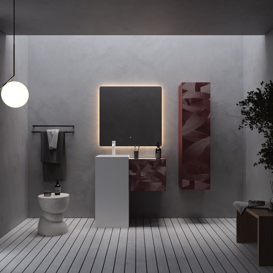 Smart Capri 85 cm Mat Vişne Banyo Dolabı