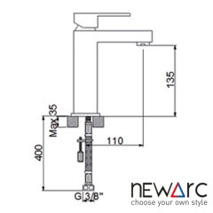 NEWARC - Cubic Lavabo Bataryası Krom - 871521