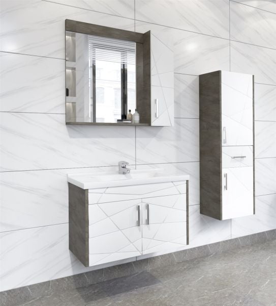 Aquanil Victoria 80 cm Beyaz-İrony Banyo Dolabı