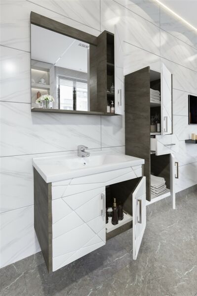 Aquanil Victoria 80 cm Beyaz-İrony Banyo Dolabı