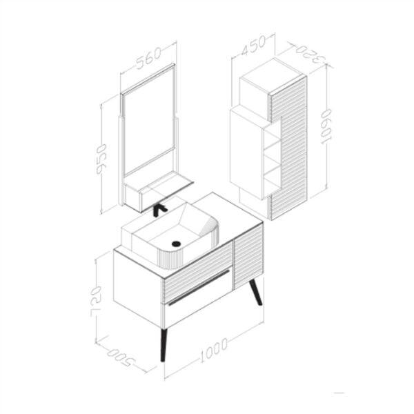 Aquanil Zelena 100 cm Yeşil-Meşe Banyo Dolabı