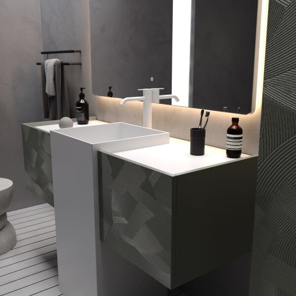 Smart Capri 130 cm Mat Çimento Gri Banyo Dolabı