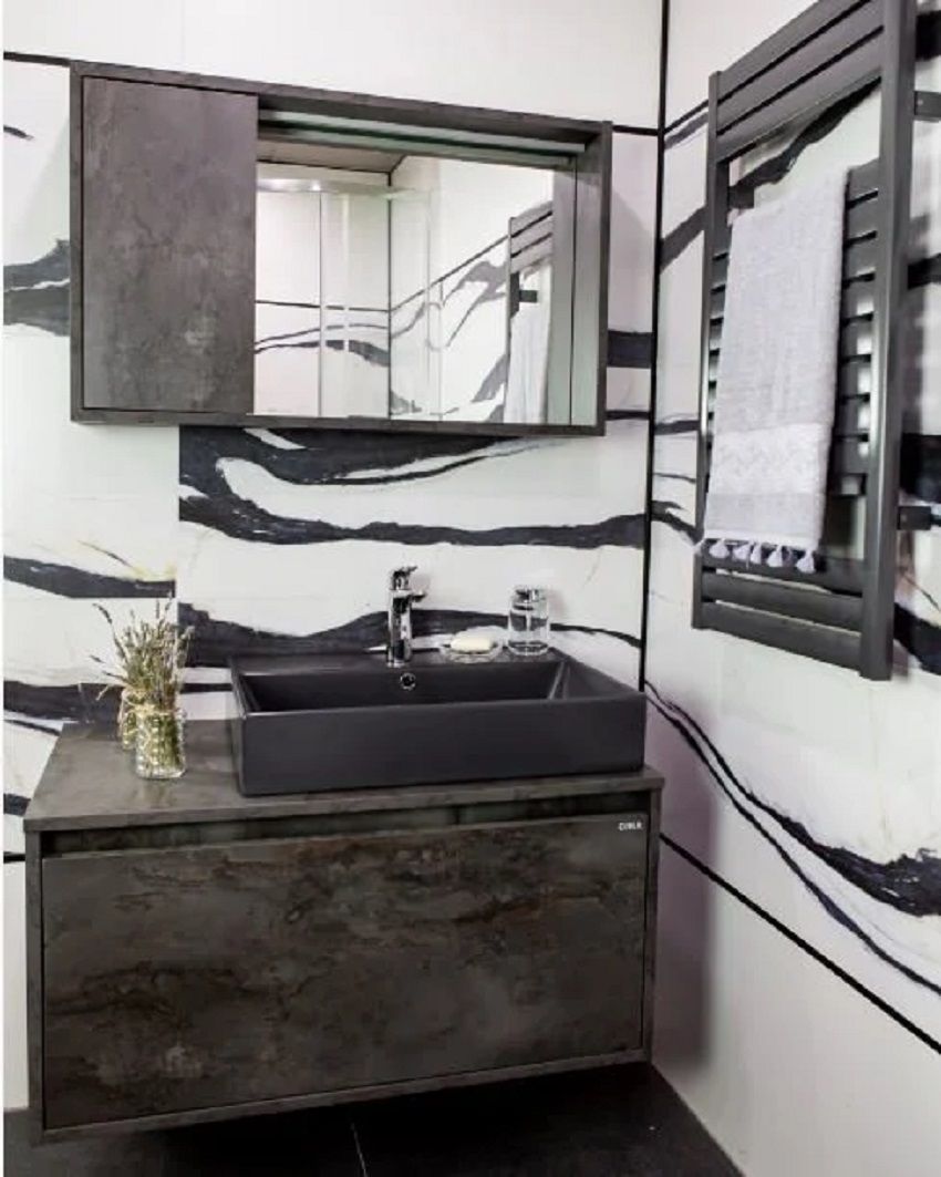 Orka Canada 90 cm İrony Antrasit Lavabolu Banyo Dolabı