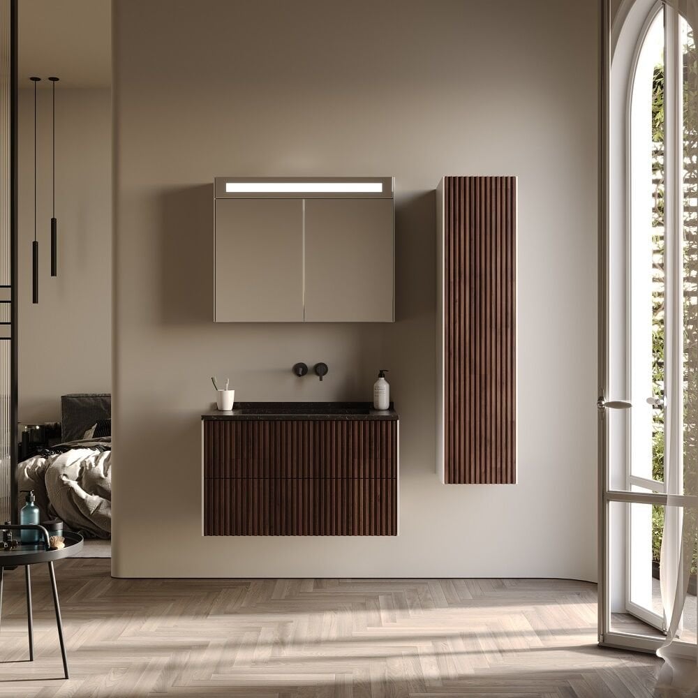 Smart Arte 85 cm Doğal Ahşap Banyo Dolabı