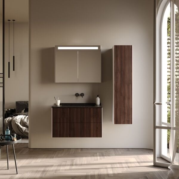 Smart Arte 85 cm Doğal Ahşap Banyo Dolabı