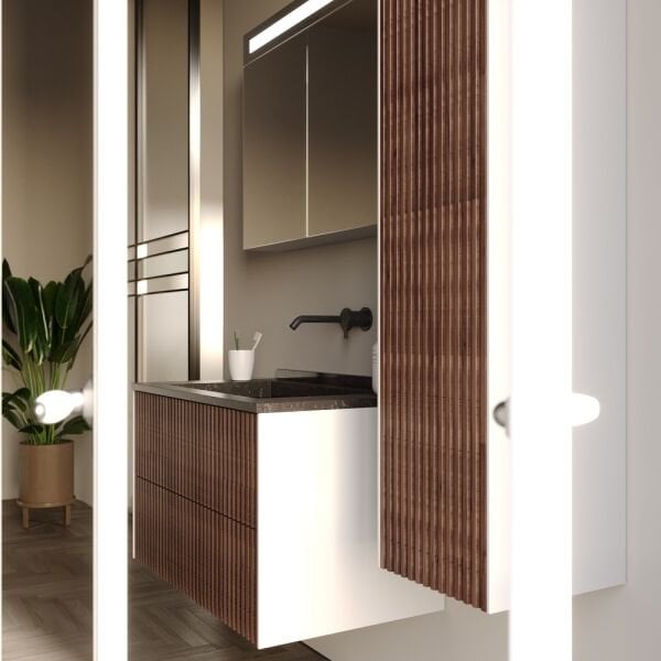 Smart Arte 85 cm Doğal Ahşap Banyo Dolabı
