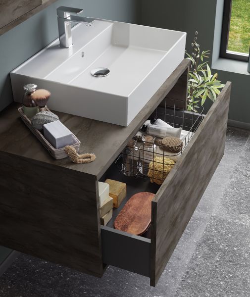 Orka Canada 120 cm İrony Beyaz Lavabolu Banyo Dolabı
