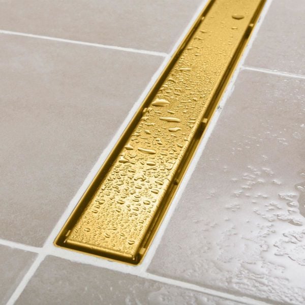 Sukar Line 6 50 cm Plain Izgaralı Gold Duş Kanalı