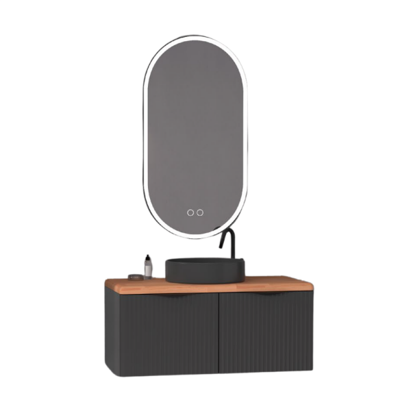 Aquanil Bellisimo 100 cm Antrasit Kayın Banyo Dolabı