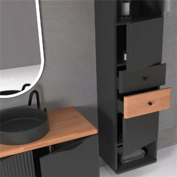 Aquanil Bellisimo 100 cm Antrasit Kayın Banyo Dolabı