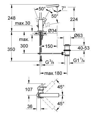 Grohe Eurocube Lavabo Bataryası Sifon Kumandalı