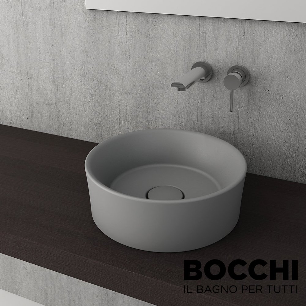 BOCCHI Vessel Çanak Lavabo,38 cm, Mat Gri