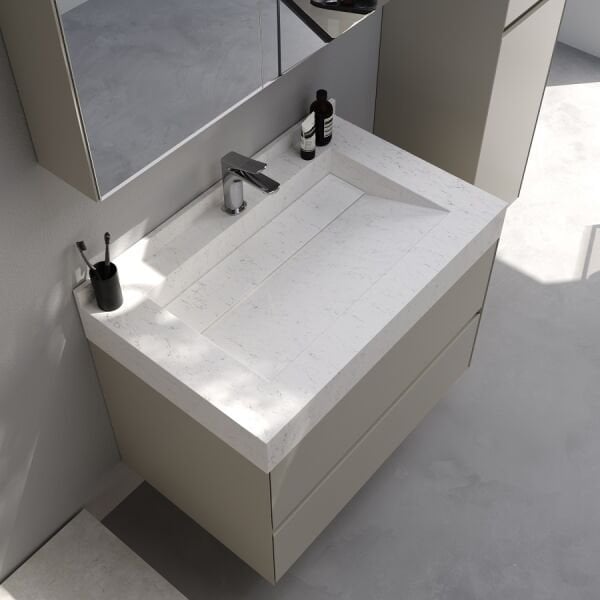 Smart Lucca 90 cm Mat İpek Gri Banyo Dolabı