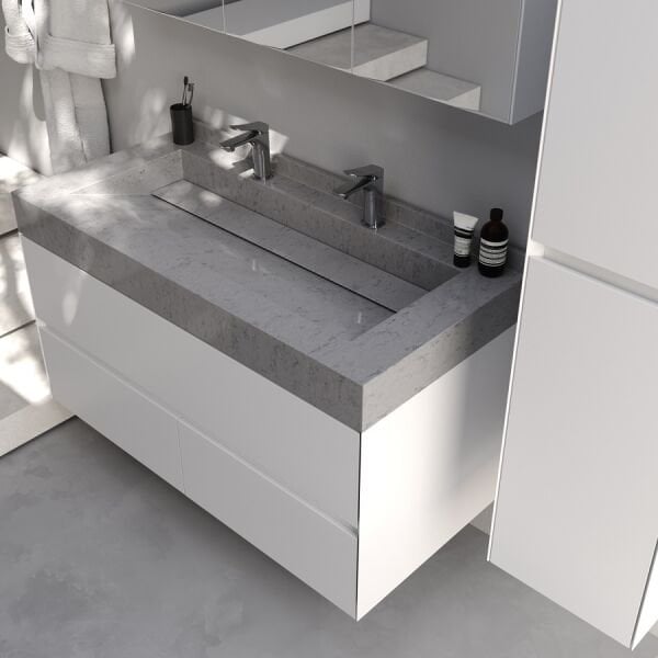 Smart Lucca 90 cm Mat İpek Gri Banyo Dolabı