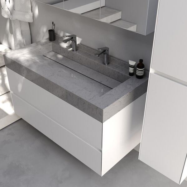 Smart Lucca 90 cm Mat İpek Gri Banyo Dolabı