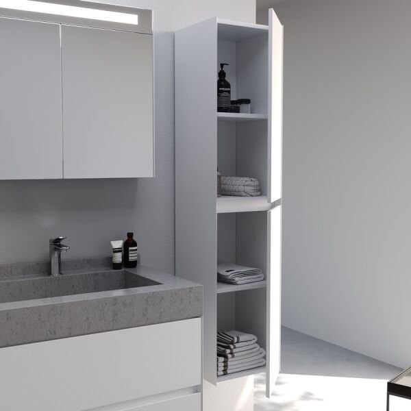 Smart Lucca 90 cm Mat İpek Gri Banyo Dolabı