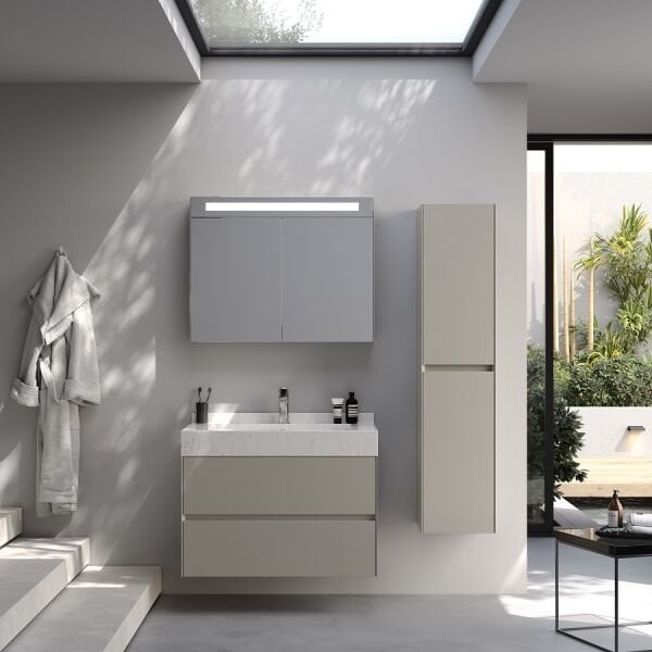 Smart Lucca 90 cm Mat İpek Gri Banyo Dolabı