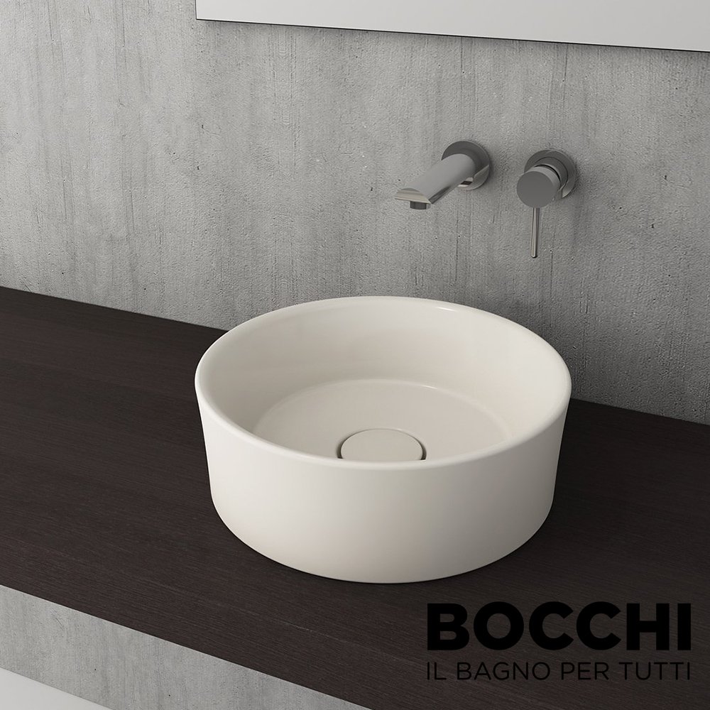 BOCCHI Vessel Çanak Lavabo,38 cm, Parlak Bisküvi