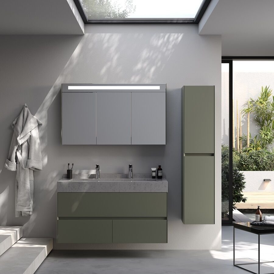 Smart Lucca 120 cm Mat Çimento Gri Banyo Dolabı