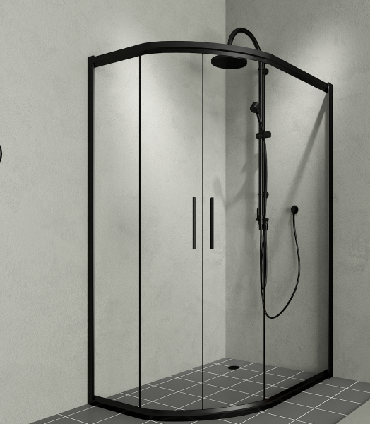 Aquanil Daniel 80x170 Asimetrik Siyah Duşakabin 80x100