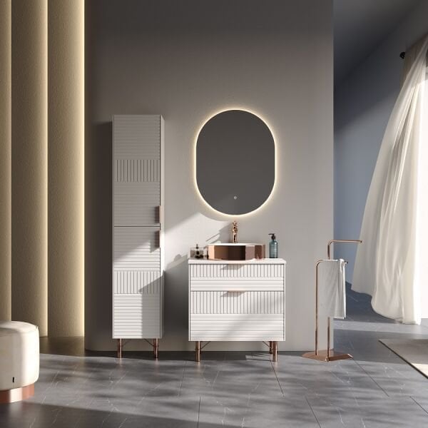 Smart Fiore 65 cm Mat Beyaz Banyo Dolabı