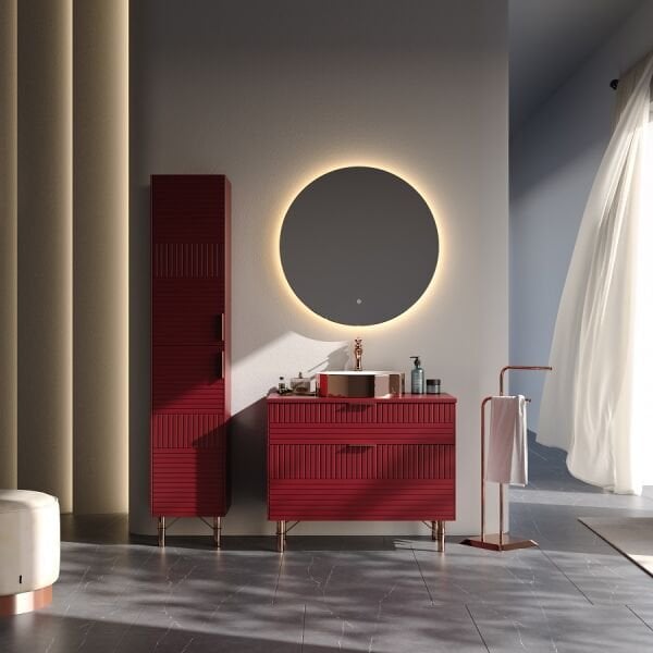 Smart Fiore 85 cm Mat Vişne Banyo Dolabı