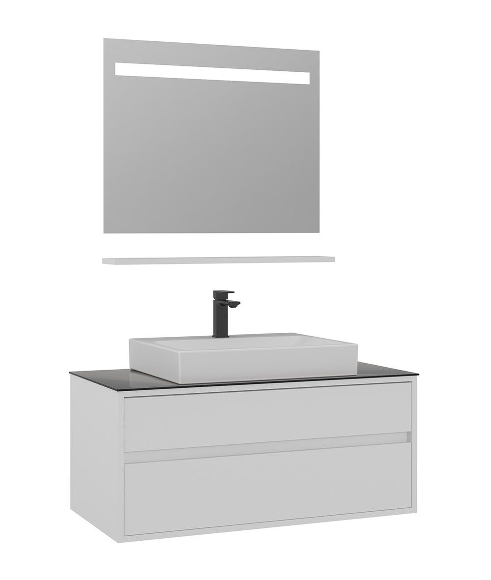 Orka Verona 100 cm  Beyaz Banyo Dolabı