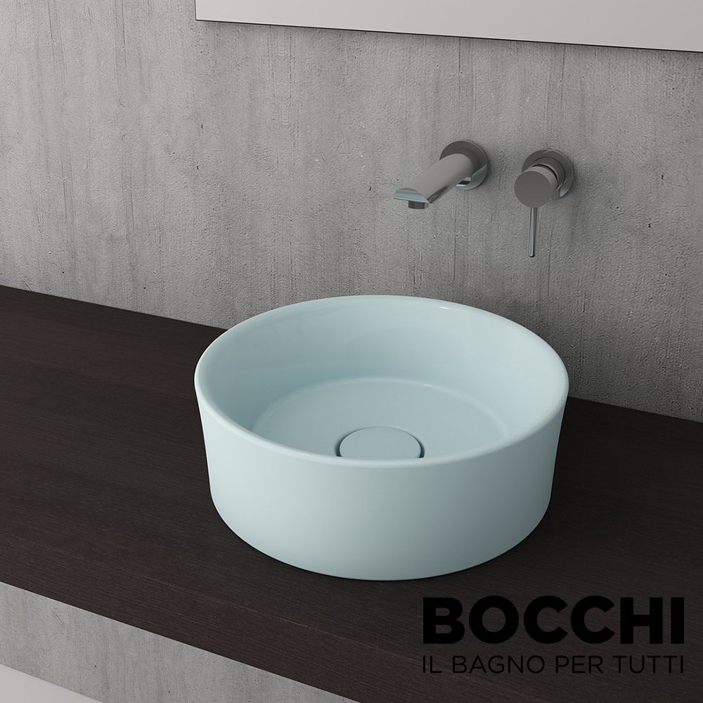 BOCCHI Vessel Çanak Lavabo,38 cm Mat Buz Mavi