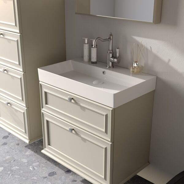Smart Stella 70 cm Mat İpek Gri Banyo Dolabı