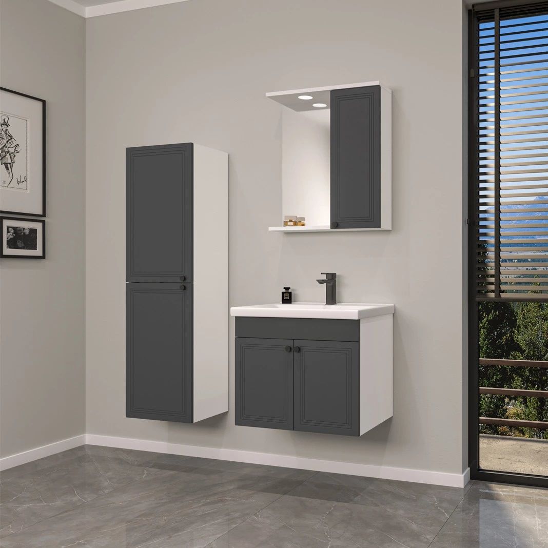 Orka Rio 80 cm Antrasit Banyo Dolabı
