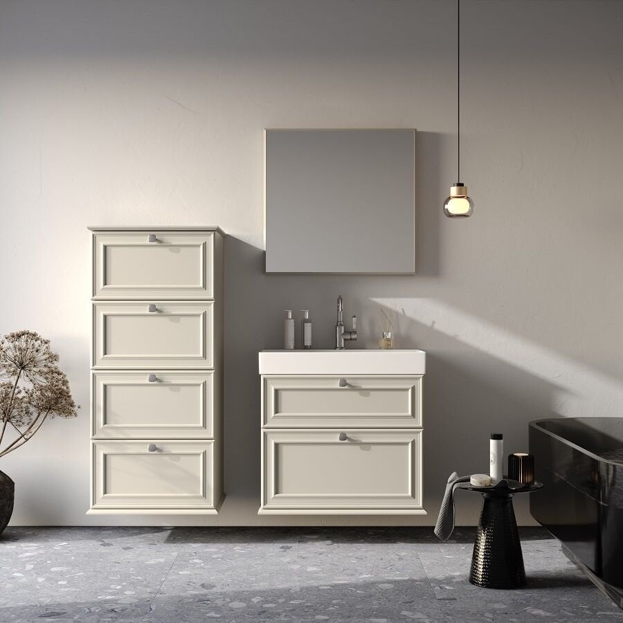 Smart Stella 70 cm Mat İpek Gri Banyo Dolabı