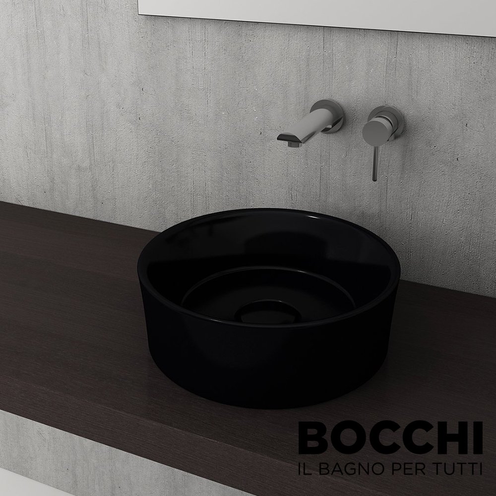 BOCCHI Vessel Çanak Lavabo,38 cm Parlak Siyah