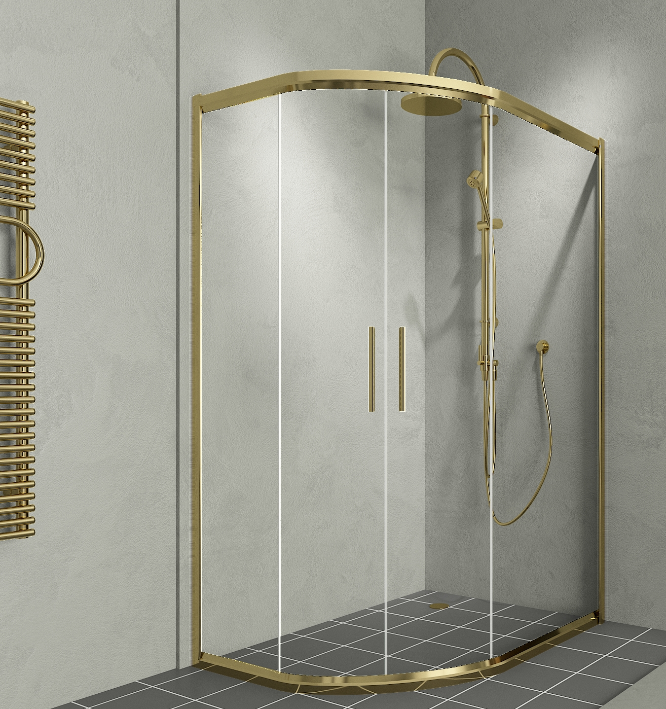 Aquanil Daniel 80x170 Asimetrik Altın Duşakabin