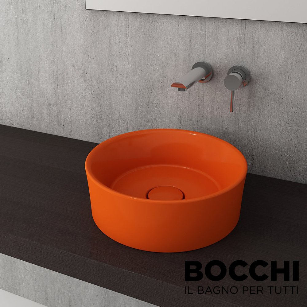 BOCCHI Vessel Çanak Lavabo,38 cm Parlak Turuncu